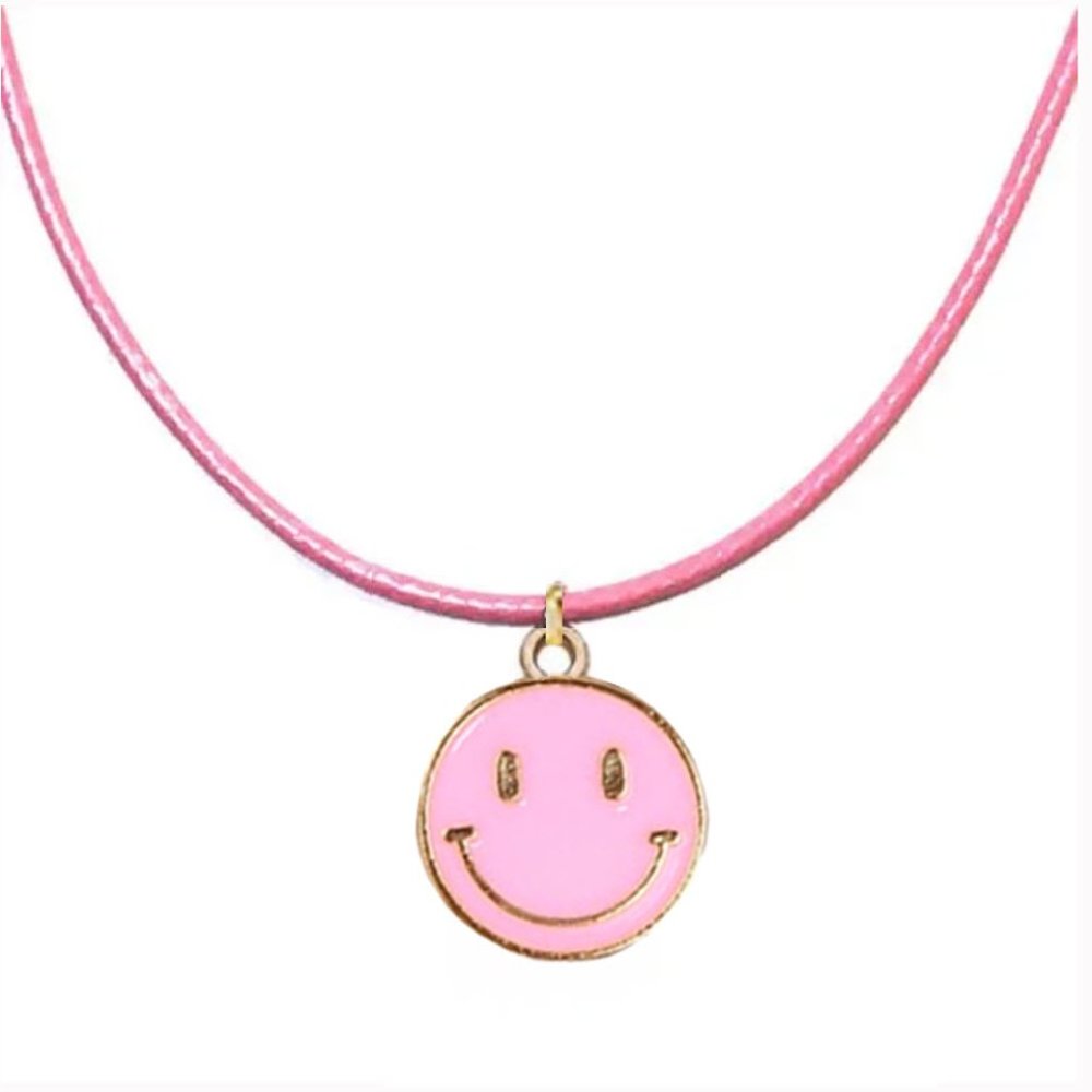 Pink Smiley Face Charm Necklace